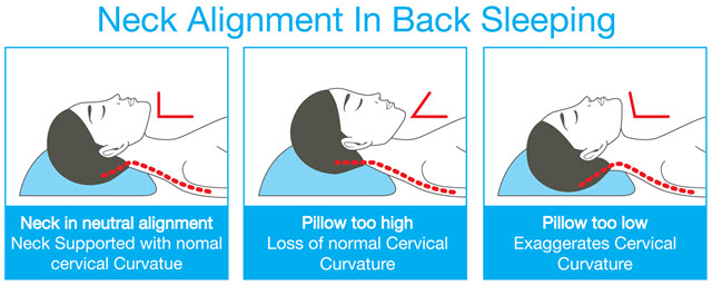 Proper Neck Alignment on Pillow While Sleeping on Your Back.